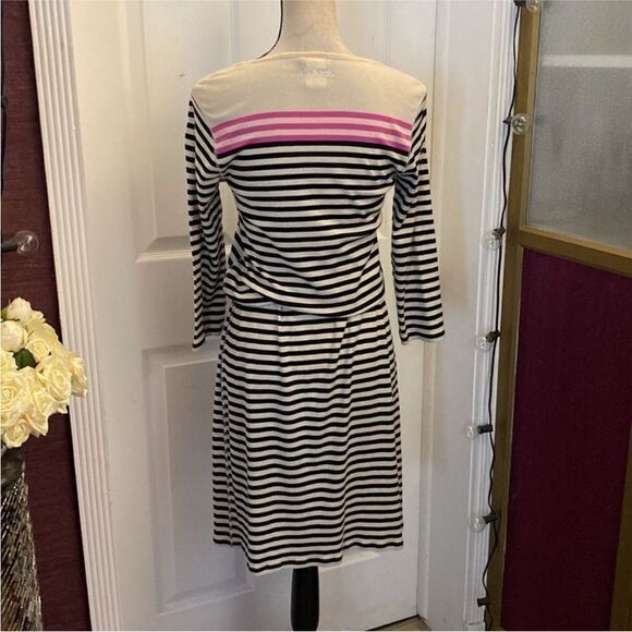 Sonia Rykiel Striped Black and White Dress with Pink Accents, L - Picture 6 of 8